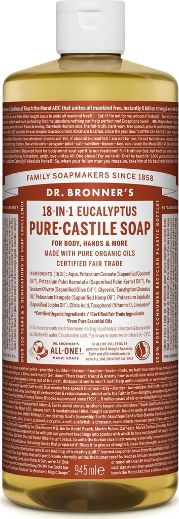 Savon de Castille Dr. Bronner's Eucalyptus 18-en-1 flacon de 945 ml