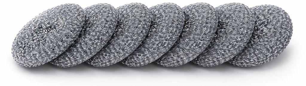 8er Set Topfkratzer Metall | Topfschwamm Rund - Ø 10,5cm | Topfreiniger 50g | Stahlschwamm | Metalltopfreiniger | Stahlwolle Scheuerschwamm | Sche...