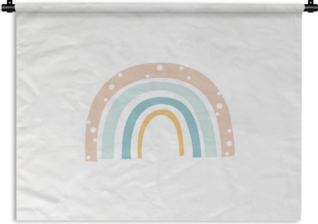 MuchoWow Wandteppich Wandbehang Regenbogen - Kinder - Pastell - Tupfen - Baby 120x90 cm Tapisserie Dekoration Wandtuch - Wohnen - Aufhänger für...
