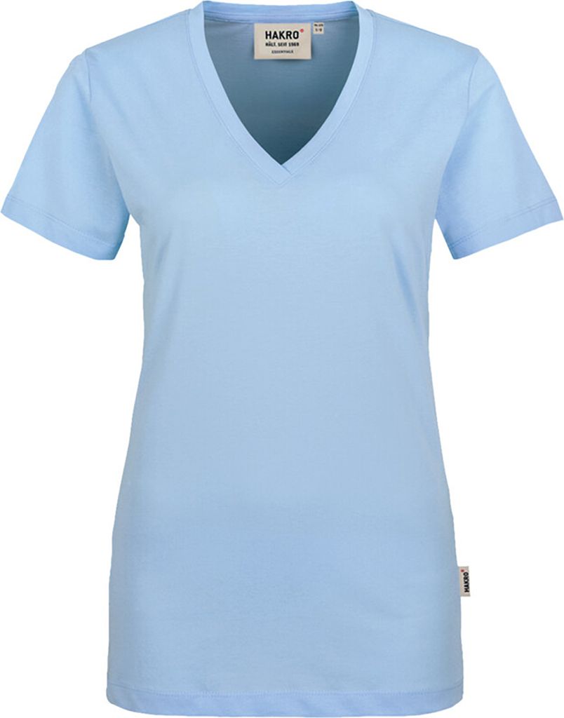 HAKRO Damen V-Shirt Classic 126, eisblau, M