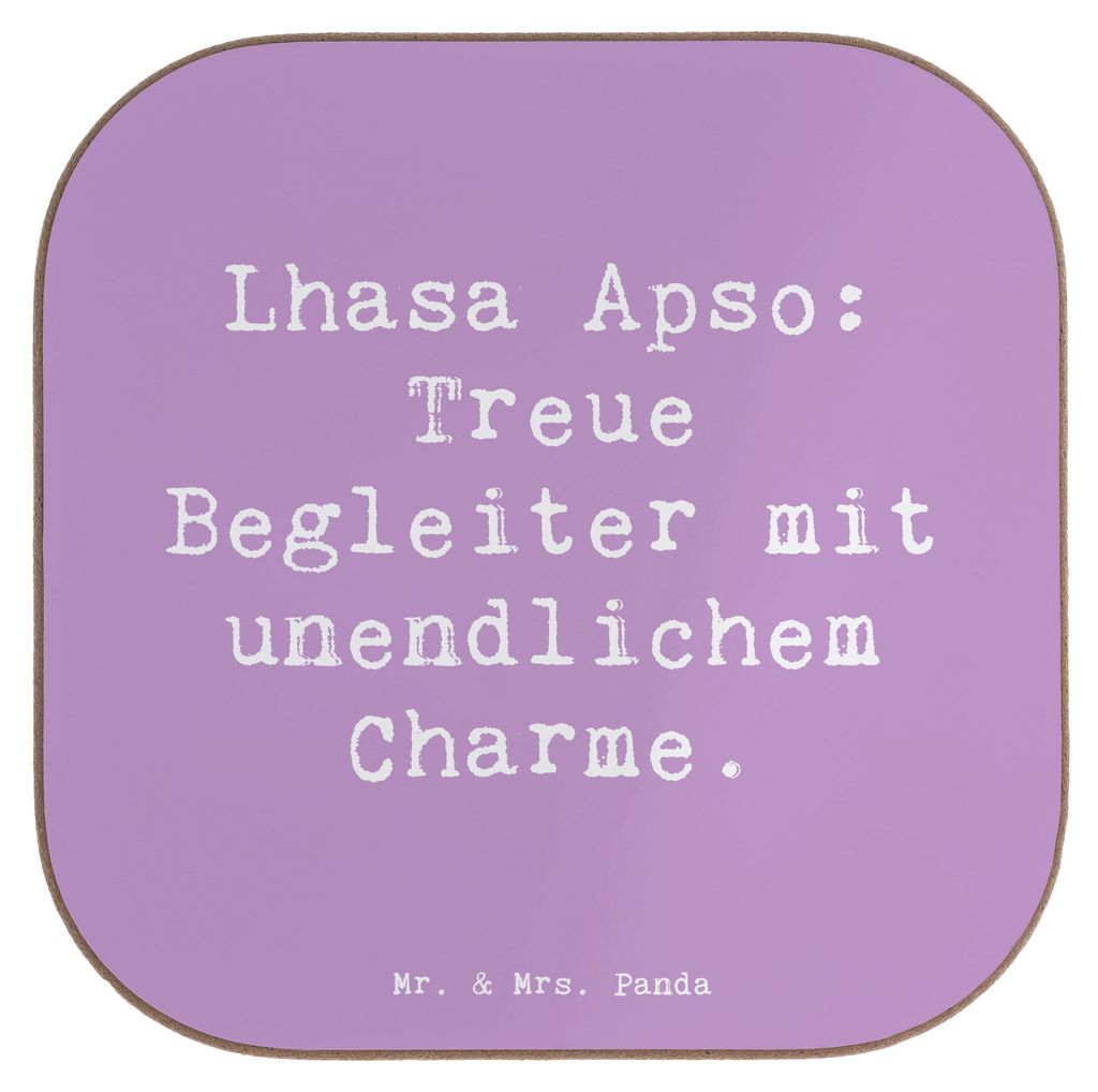 Mr. & Mrs. Panda Holzuntersetzer Spruch Lhasa Apso Treue Begleiter - Lavendeltraum - Geschenk, Hunderassen Vielfalt, Tibetanischer Hund, loyale Art...