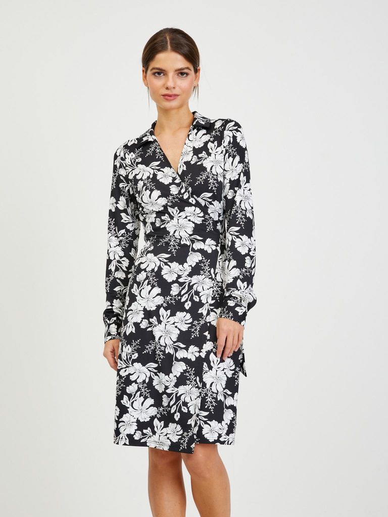 Orsay Weiß-Schwarzes Damen Blumenkleid 411192-660000__XS