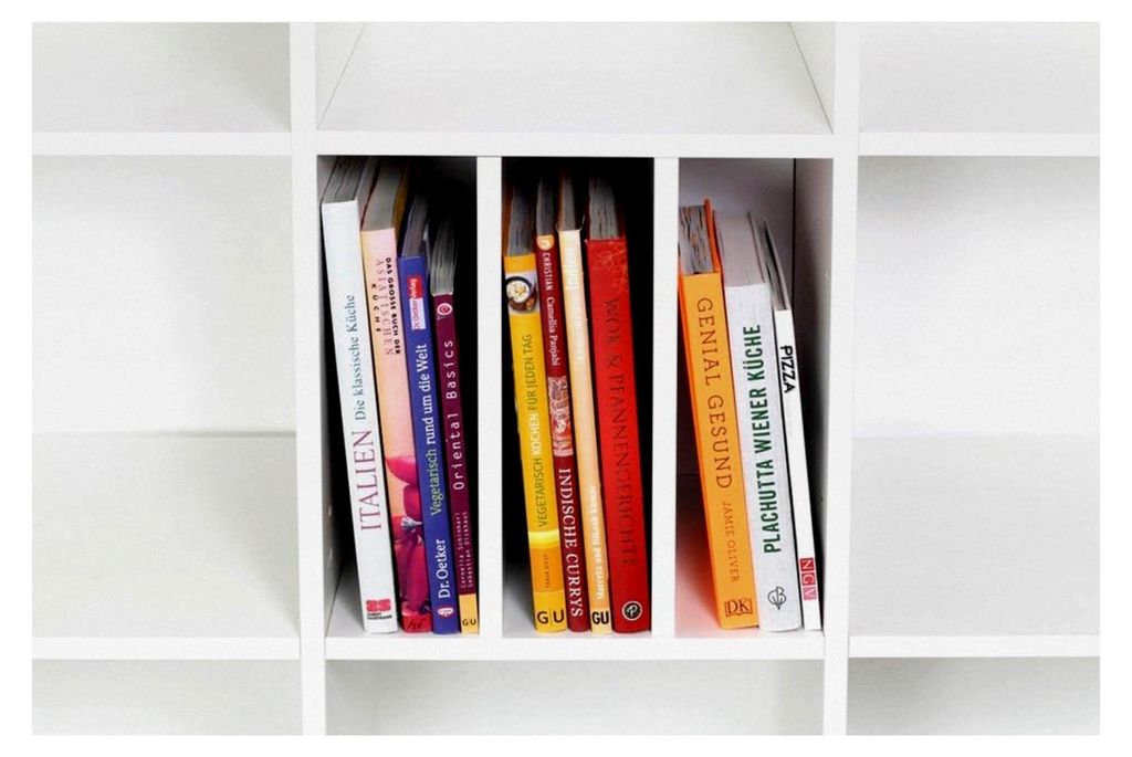 Kallax Regal Einsatz für Schallplatten und Bücher, vertikale Regalteilung, Fachteiler für 3 Fächer, 33,5 x 33,5 x 31 cm, Weiß