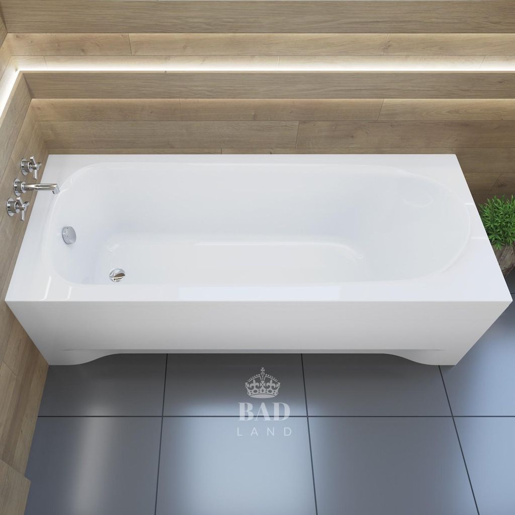 BADLAND Badewanne Rechteck Medium 160x75 mit Acrylschürze, Produktbild 