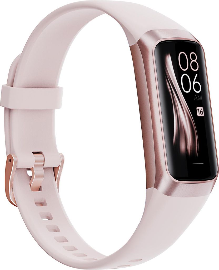Sport-Smartband mit Schlaf-Erinnerungsfunktion, Gesundheitsüberwachung, Blutdruck- und Herzfrequenzmessung, Schrittzähler (rosa, schwarz, weiß)