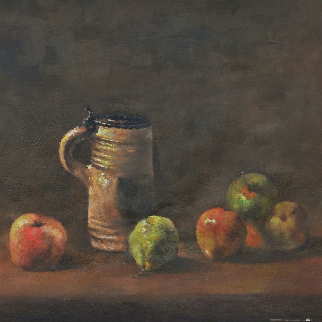 Vincent Van Gogh Kunstdruck Bild - Stillleben Mit Bierkrug Und Früchten, 1881 (40 x 40 cm)