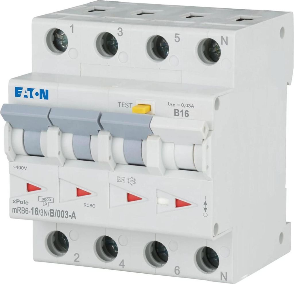 Eaton FI/LS-Schalter Typ A 6kA 16A/3pol+N/30mA 4TE Eaton Produktbild 