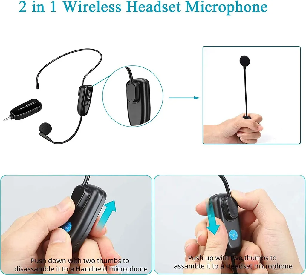 Microphone Serre-tête Sans Fil avec Amplificateur 2.4G pour Enseignant