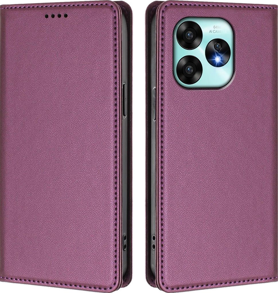 Handyhülle für Umidigi A15 / 15C / 15T, Kunstleder Klapphülle Stoßfeste Magnetische Hülle mit Ständer Lila