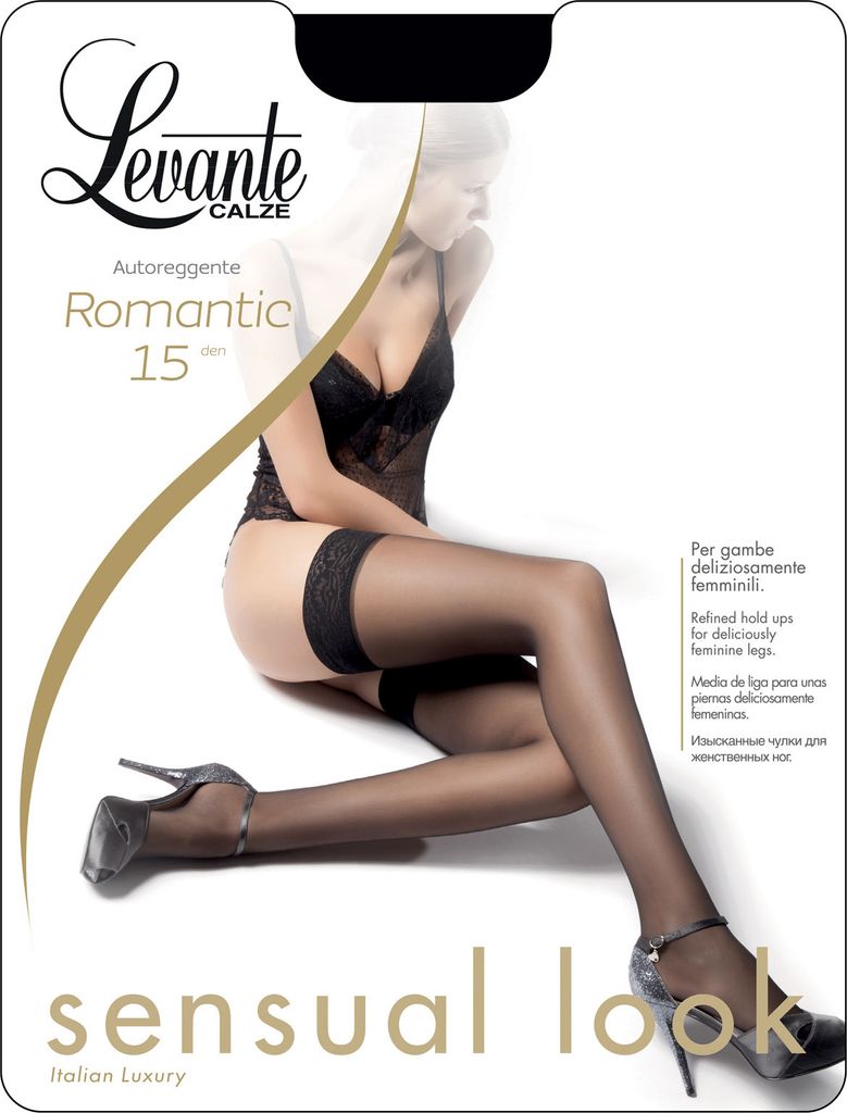 Levante halterlose Strümpfe ROMANTIC 15 DEN naturel-1(38-40)