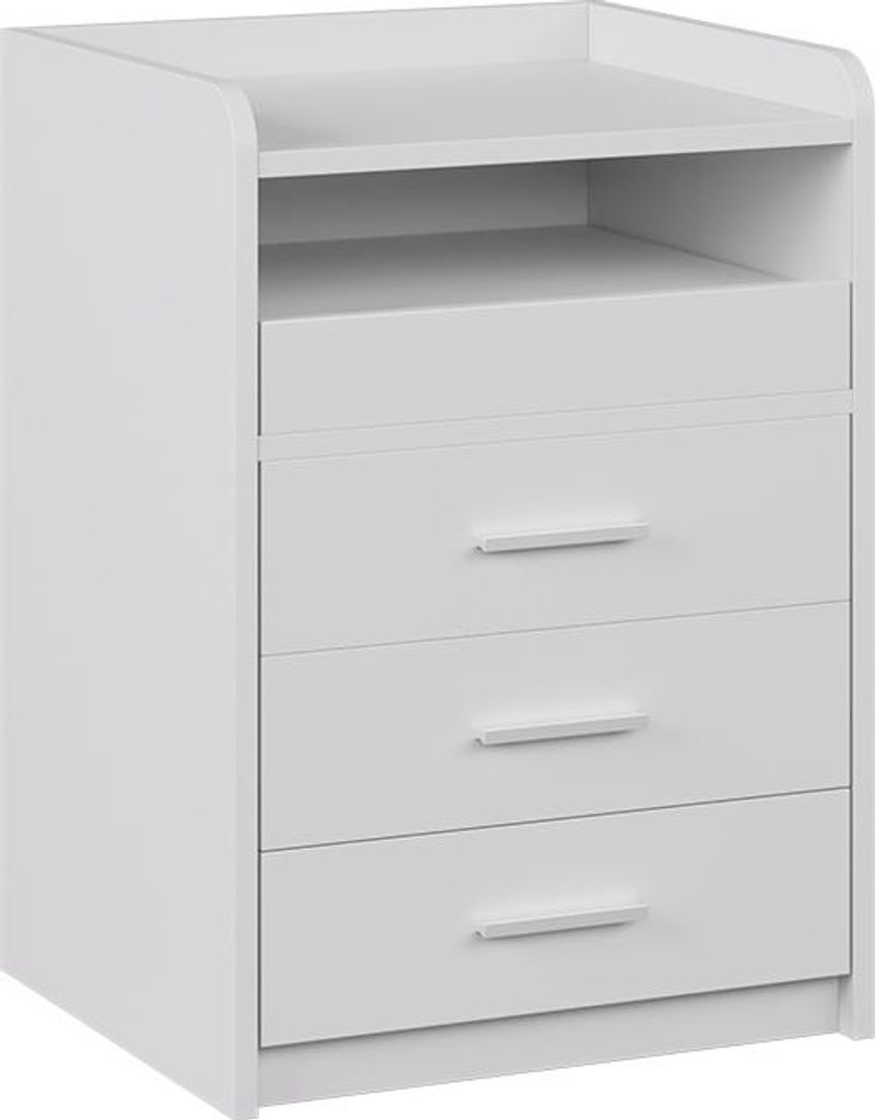 Nachttisch Vicco Edis Weiß 45 x 64 cm mit 3 Schubladen, Produktbild 