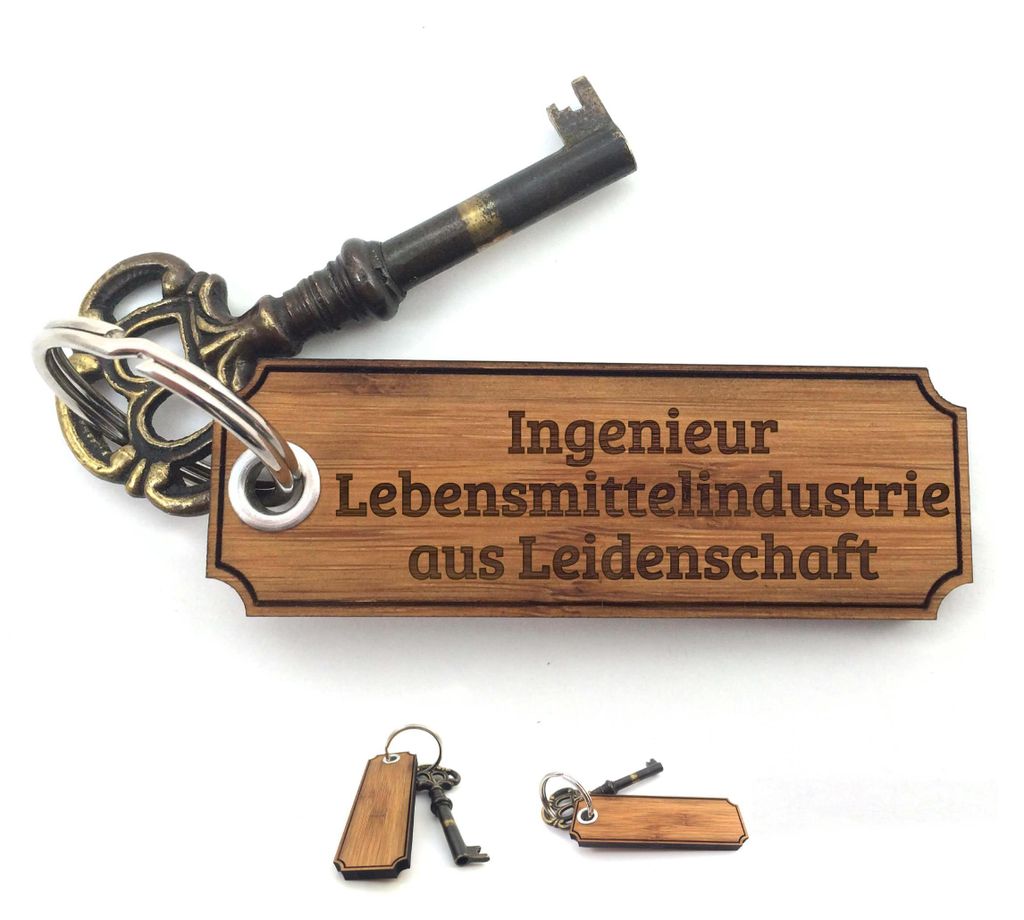 Mr. & Mrs. Panda Schlüssel Anhänger Ingenieur Lebensmittelindustrie - Bambus - Geschenk, Taschenanhänger, Diplom, für tasche, Abschied, Gravur,...
