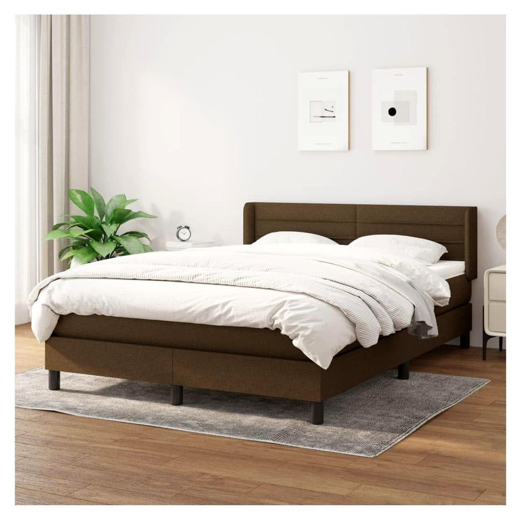 Lattenrost mit Matratze, Dunkelbraun, 140 x 200 cm, Plattformbett mit Lattenhalter, einfache Montage für Schlafzimmer, Erwachsene