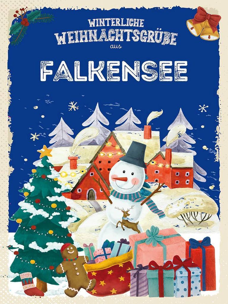 vianmo Holzschild 40x30 cm Weihnachtsgrüße FALKENSEE