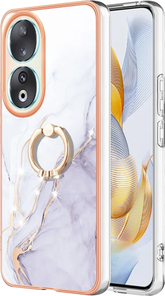Honor 90 5G Cover Marmo e Oro: Protezione Elegante con Anello