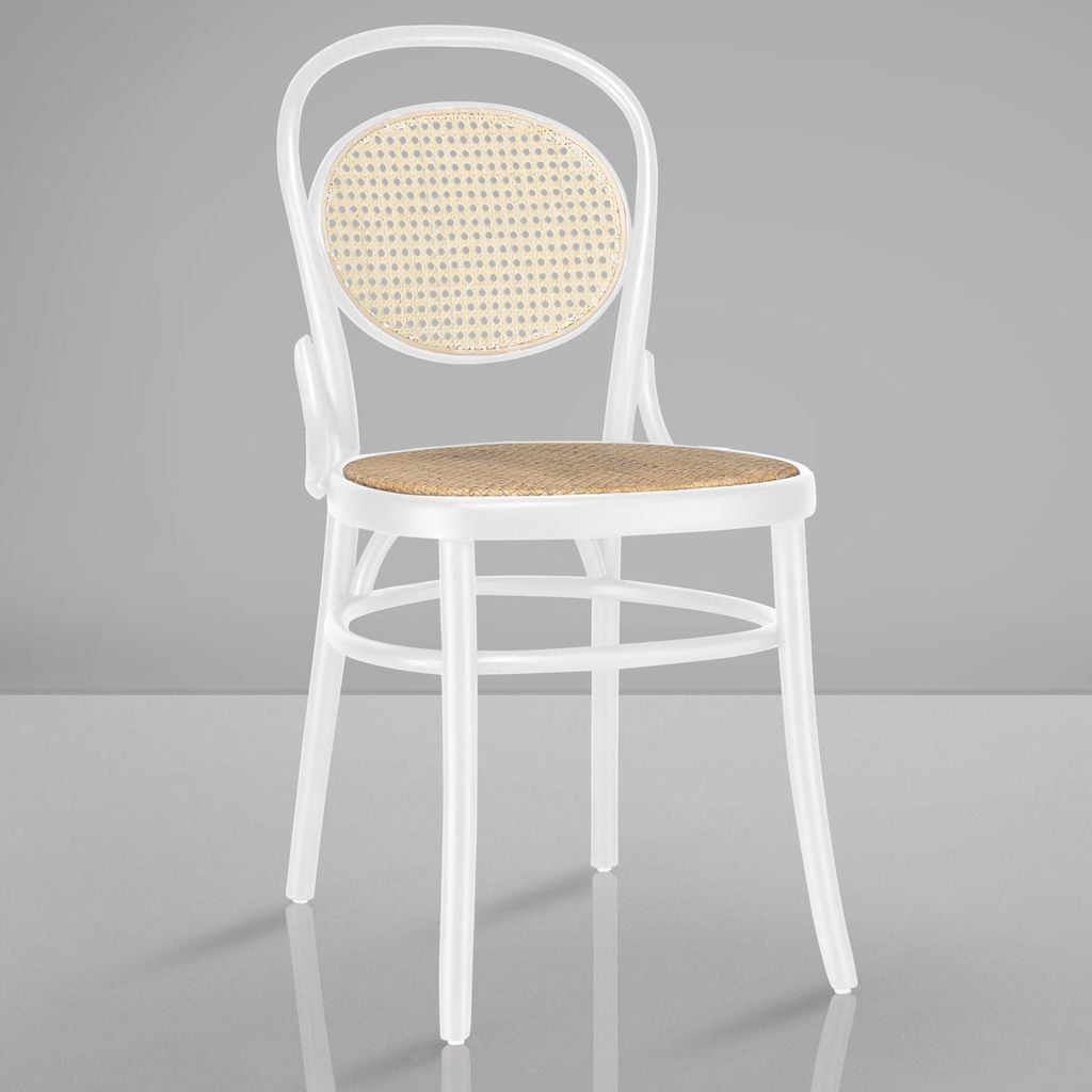 2er-Set AMORA | Rohrgeflecht Stuhl | Weiß | Bugholz | Rattan Naturell | Stil , Bugholzstuhl, Kneipenstuhl