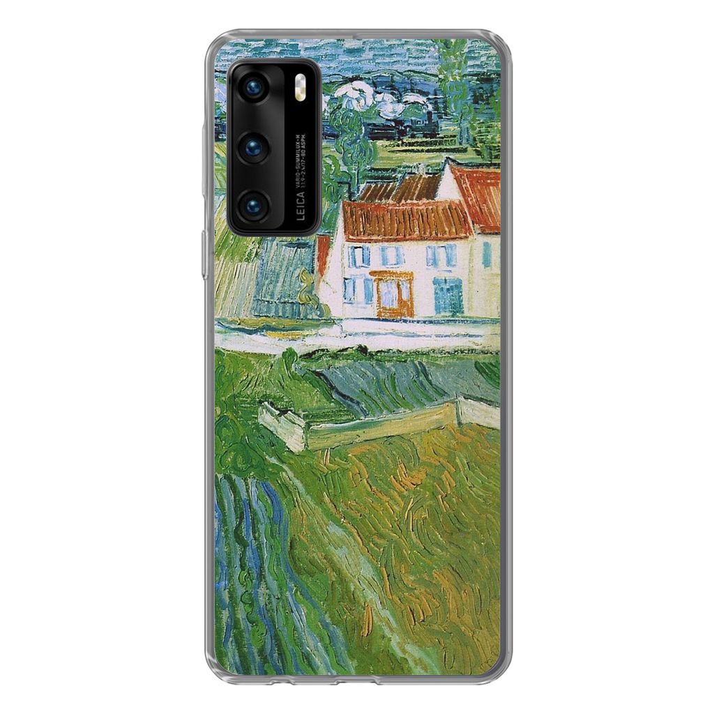 MuchoWow Handyhülle Schutzhülle Hülle für Huawei P40 Landschaft mit Kutsche und Zug - Vincent van Gogh Silikon Softcase Handy Hülle - Handyt...