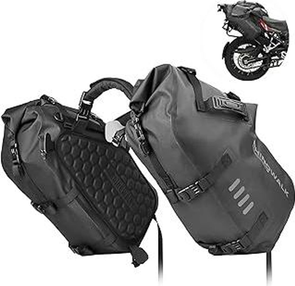 Rhinowalk Motorrad Satteltasche 48L (24L*2) Wasserdicht Motor Seitentasche Gepäcktasche Hecktasche Hinterradtasche