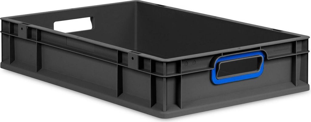 Eurobox NextGen Color | HxBxT 12x40x60cm | 23 Liter | Griffe blau offen | Schwarz | Eurobehälter, Transportbox, Transportbehälter, Stapelbehälter