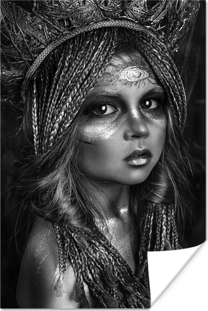 MuchoWow Poster Frau - Krone - Auge 80x120 cm - Papierdruck