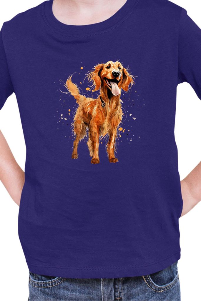 Kinder T-Shirt Funny Dogs Breeds Irish Setter Dog Breed, 7-8 Jahr - 128 / Dunkelblau