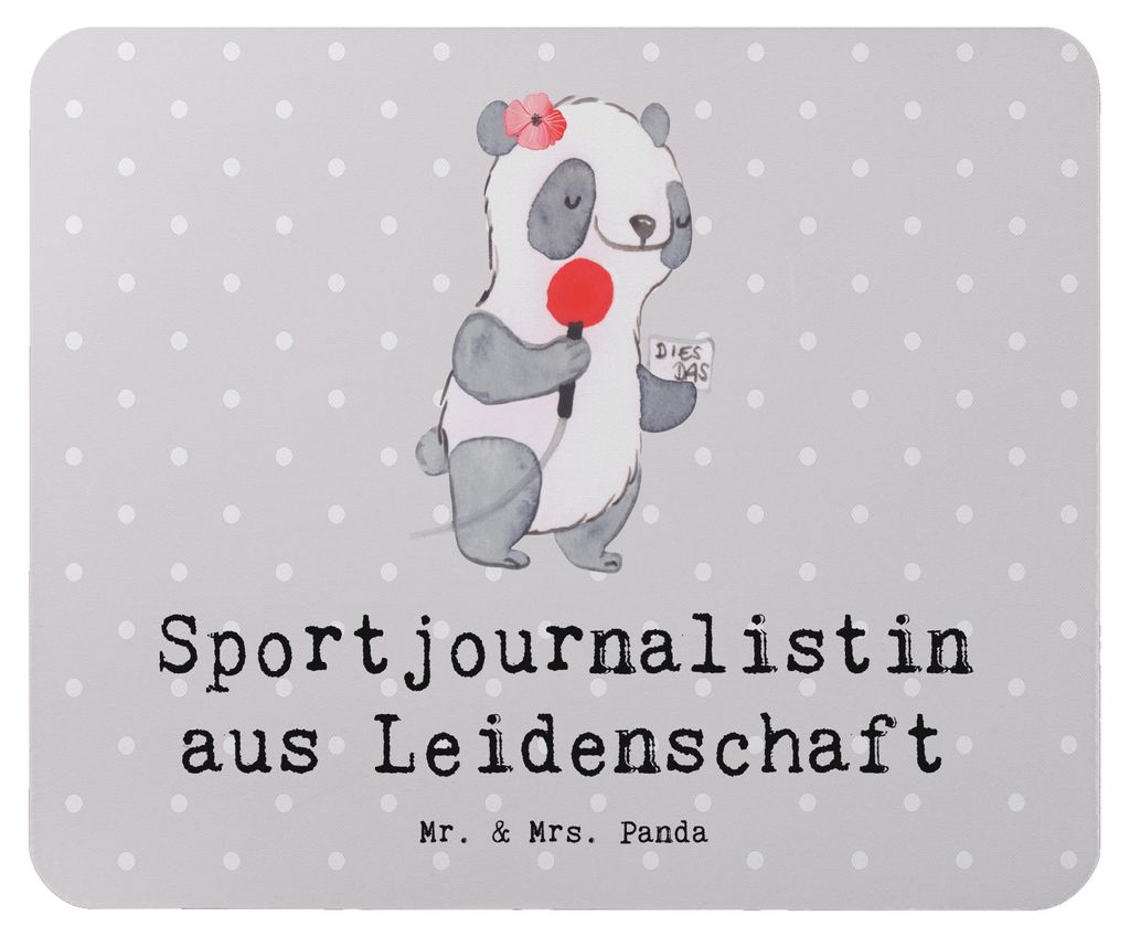 Mr. & Mrs. Panda Mauspad Sportjournalistin Leidenschaft - Grau Pastell - Geschenk, Witzig, Spruch, Mousepad, Mouse Pad, mousematte, laptop, Lustig,...