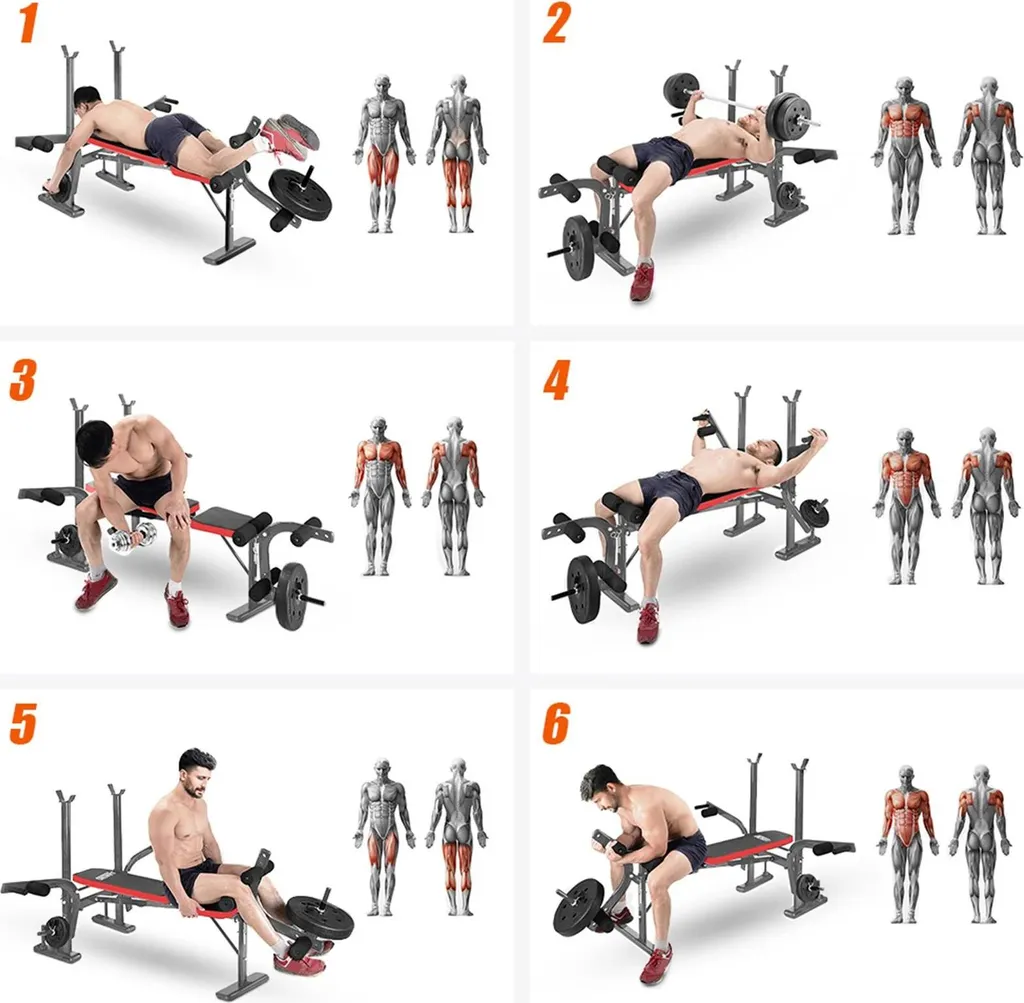 Appareil musculation corps complet avec kit développé couché noir robuste - 7