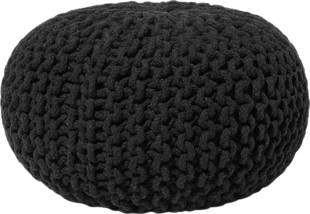BELIANI Pouf Schwarz 100% Baumwolle Rund 40 cm Elegant Modern