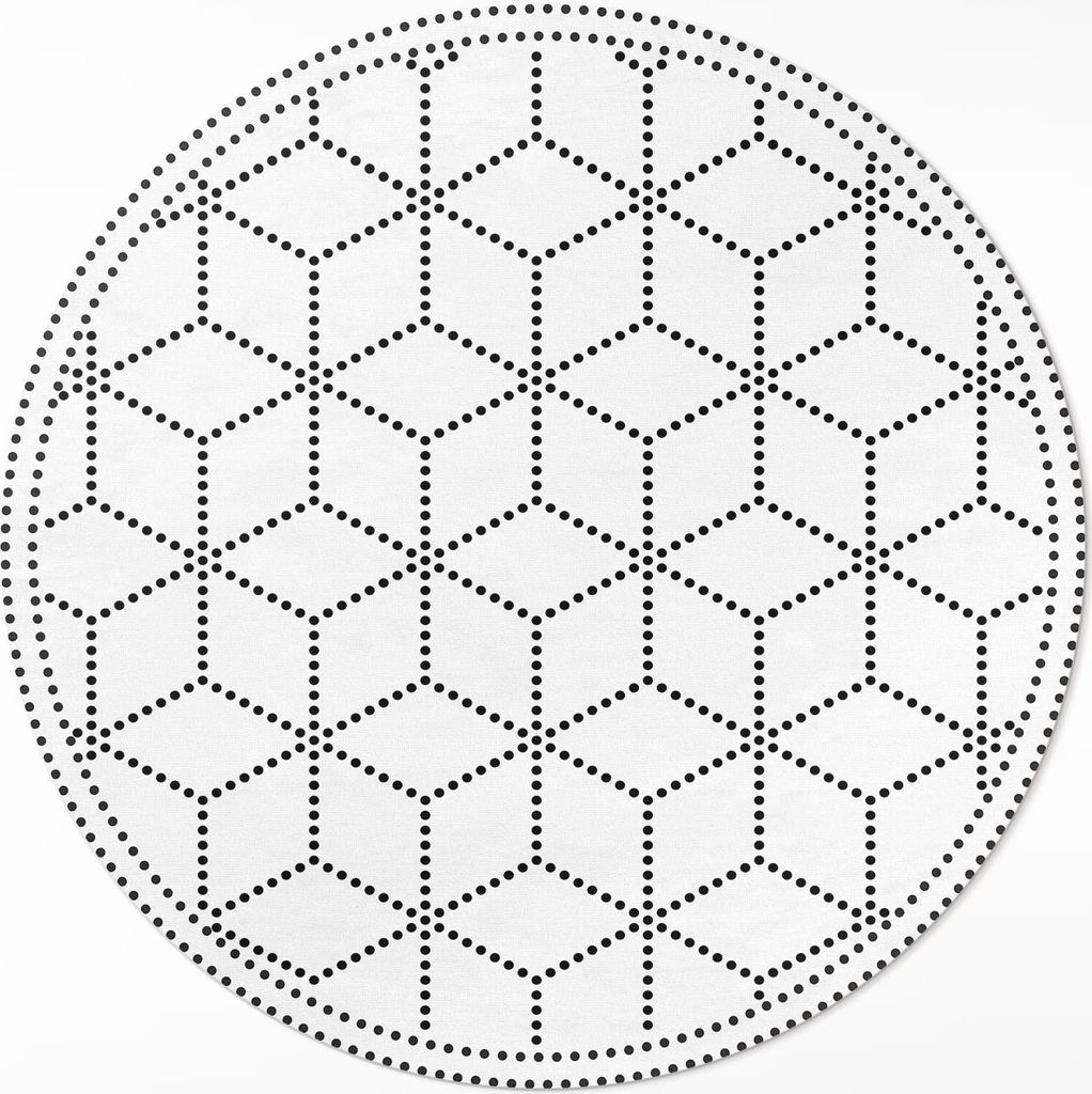 Würfel Würfel 3D moderne Punkte – Vinyl Fußmatte – Ø 110cm – Rutschfest – Pflegeleicht & Langlebig