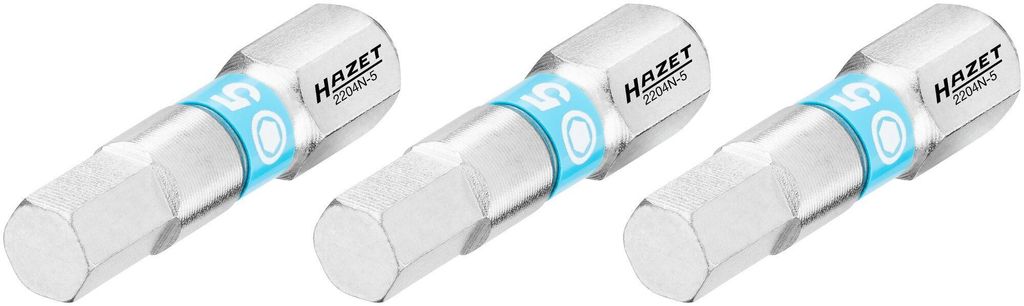 Hazet Bit 1/4 (6,3 mm) Sechskant massiv, Innen Sechskant Profil, 3-tlg., SW 5 mm