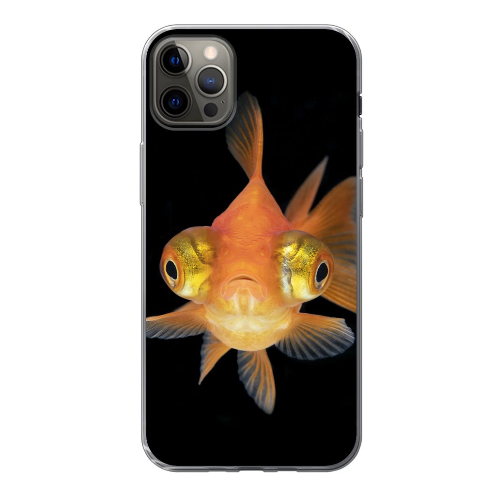 MuchoWow Handyhülle Schutzhülle Hülle für iPhone 12 Pro Max Goldfisch - Meerestiere - Augen Silikon Softcase Handy Hülle - Hartschale