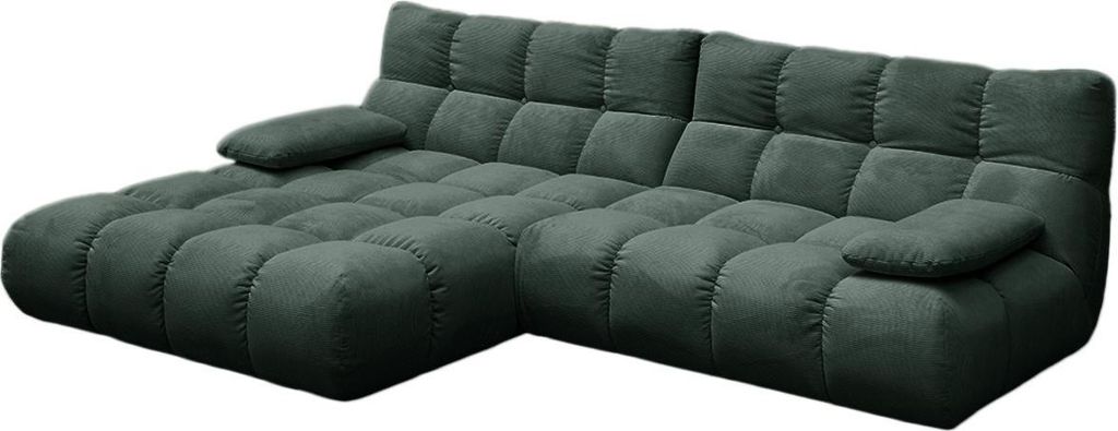 KAWOLA Sofa VIVIEN Ecksofa Feincord grün Longchair links