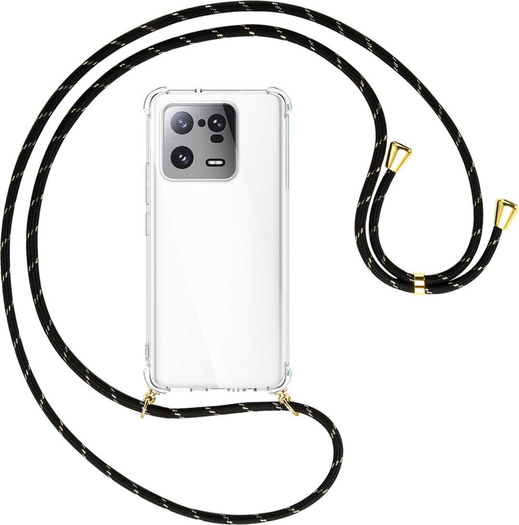 Handykette Backcover-Schutzhülle mit Band (Metall goldfarben) für Xiaomi 13 Pro (6.73'') - schwarz/gold