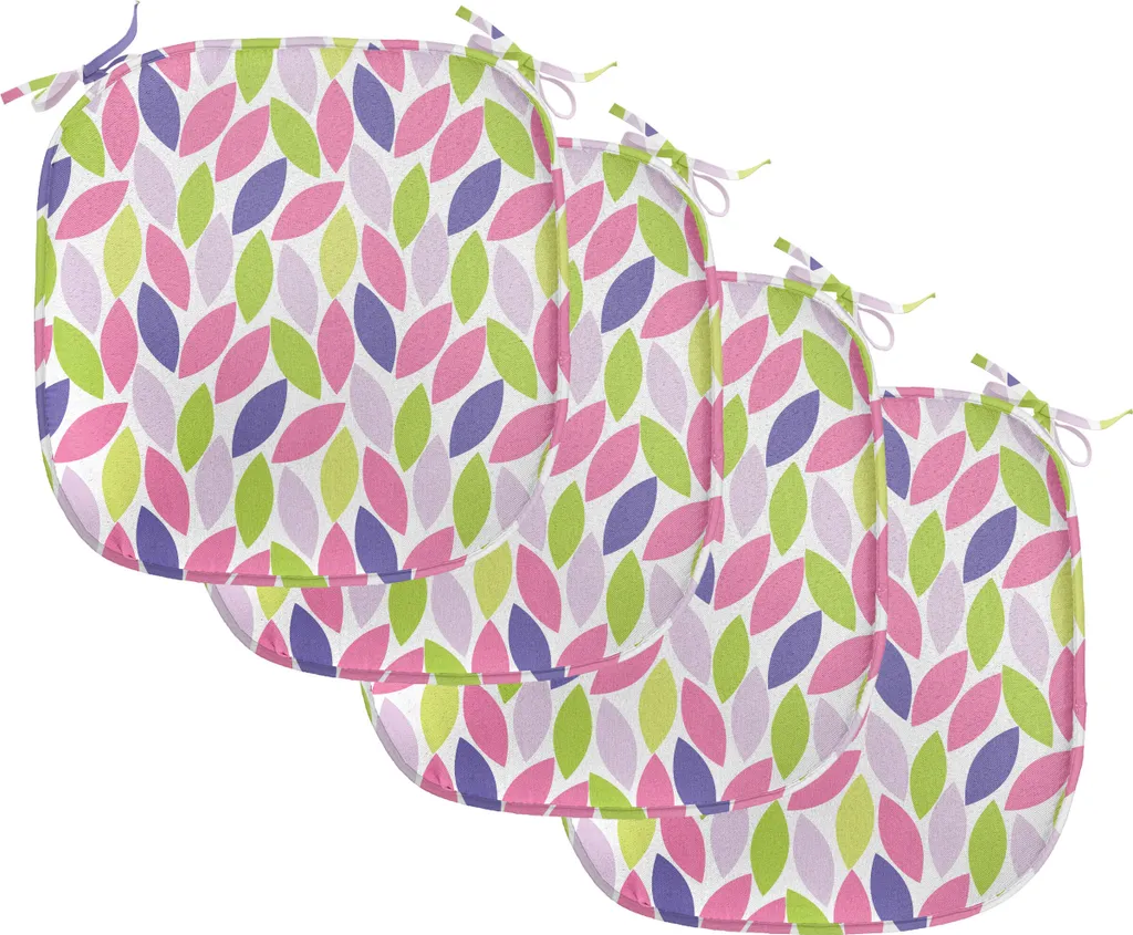 Coussin de Chaise Anti-Glisse et Imperméable - Pack de 4 Vert et Rose