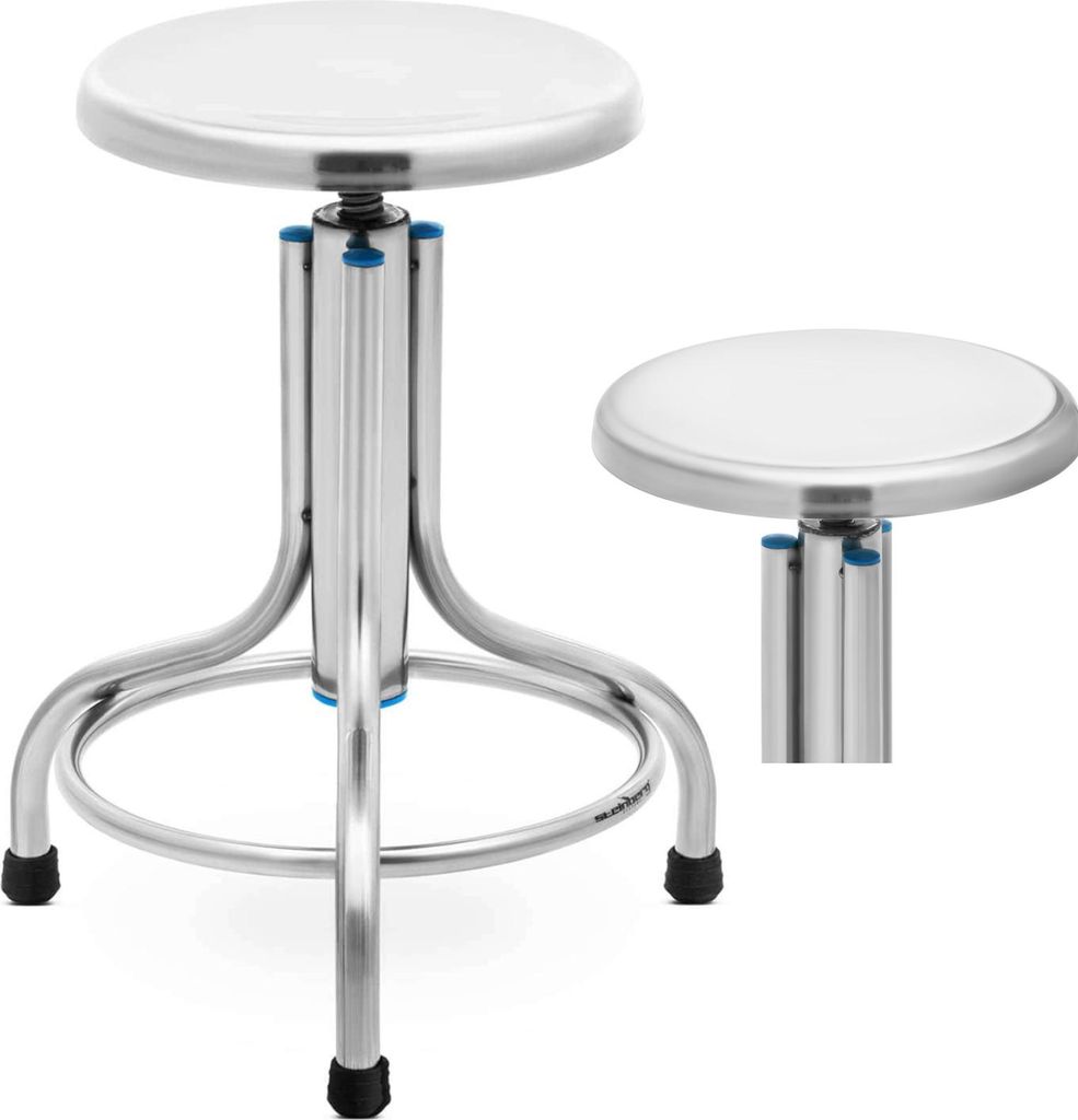 Edelstahl-Laborhocker, 45-60 cm, bis 150 kg Produktbild 