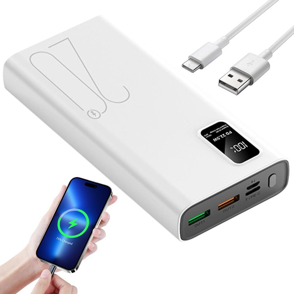 Juksun Powerbank 50000mAh 22.5W Schnellladegerät weiß Produktbild 