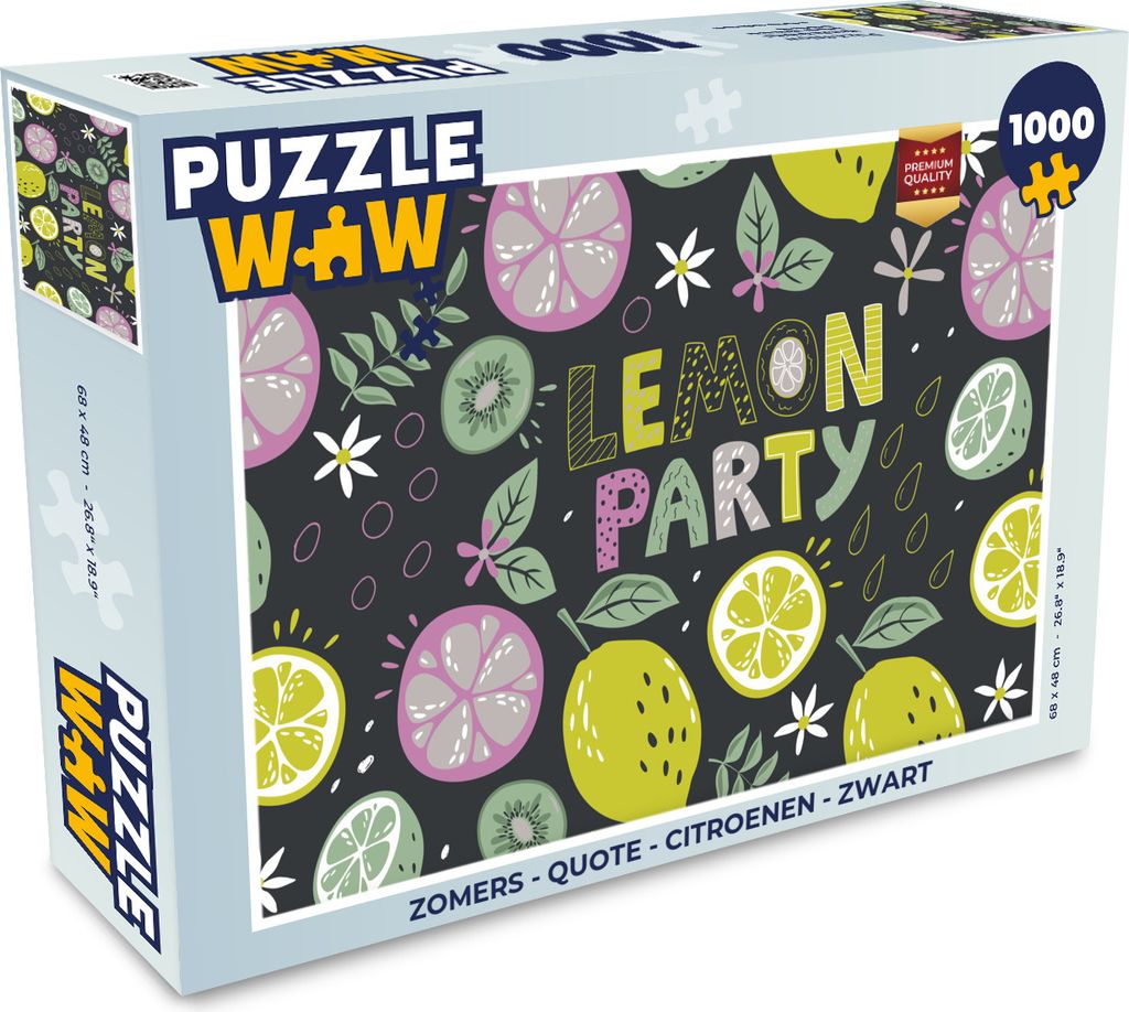 MuchoWow Puzzle 1000 Teile Summers - Zitat - Zitronen - Schwarz - Erwachsene - Rätsel