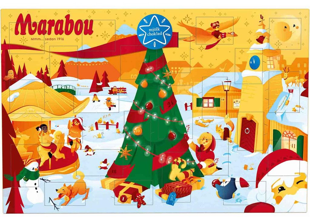 Marabou Adventskalender, melkchocolade, 200g Productafbeelding 