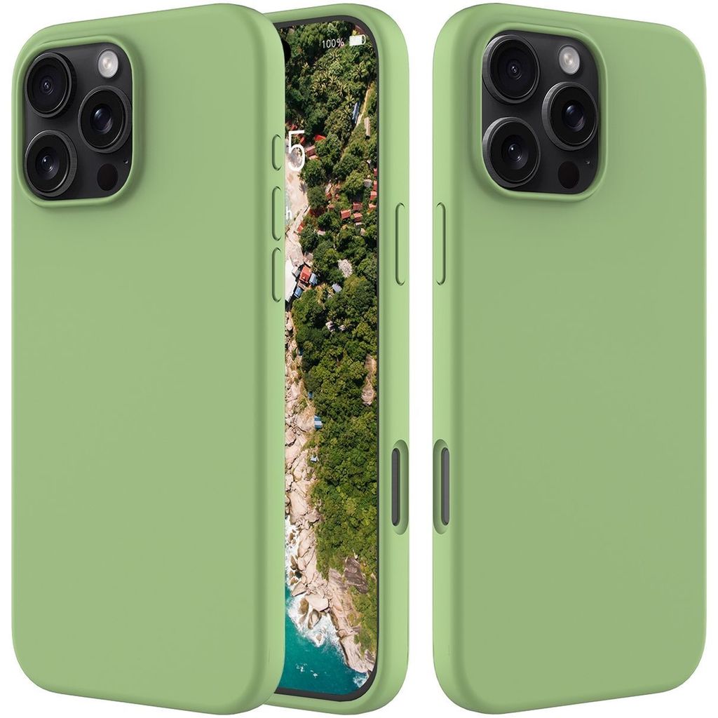 Mobigear Rubber Touch iPhone 16 Pro Silikon Hülle Backcover - Grün