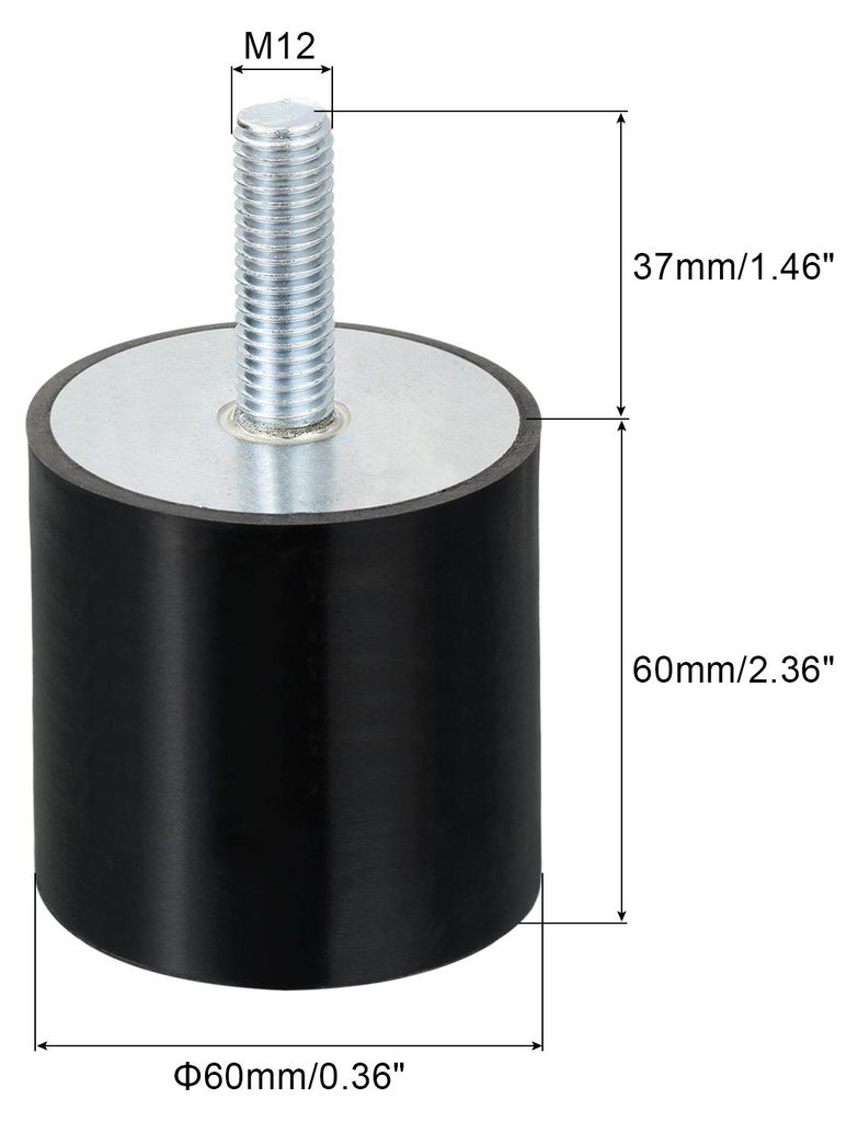 M12 Gewinde Gummi Halterungen Vibrations Isolatoren Zylindrische Sto? Absorber mit Bolzen 60 x 60mm