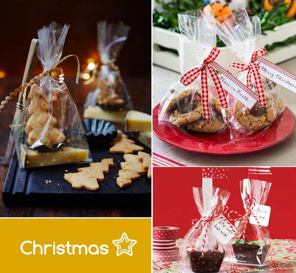 10 Transparente Weihnachts-Geschenkbeutel Mit Aufdruck 'May Your Days Be Merry And Bright' – Ideal Für Plätzchen & Pralinen