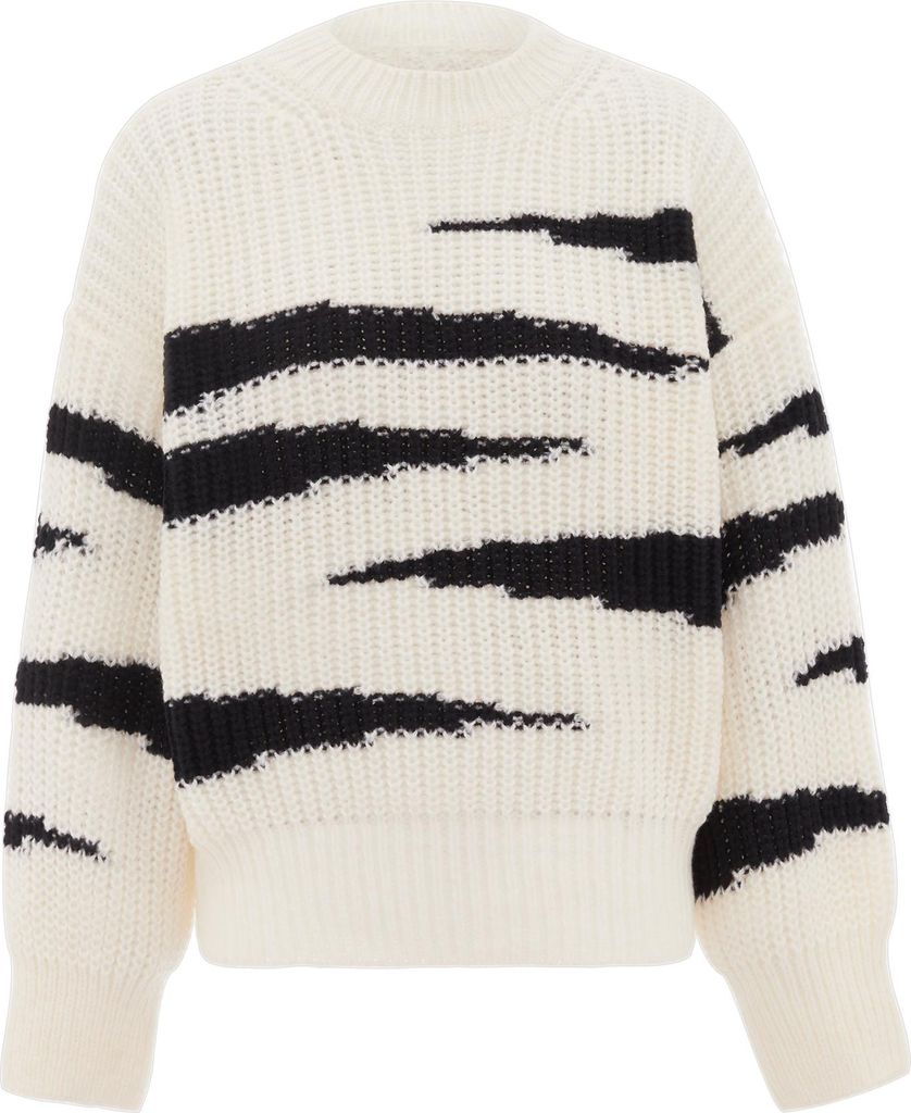 FENIA damen pullover - wollweiss schwarz, XS/S