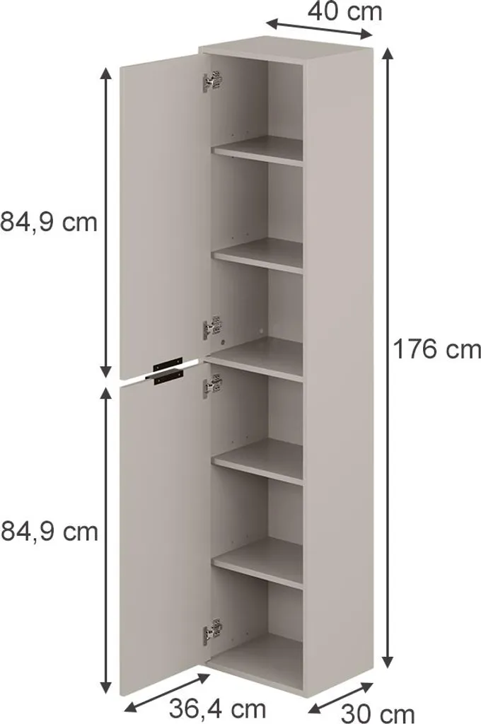 Armoire de salle de bain Vicco Ruford 40x176cm Cachemire à 2 portes