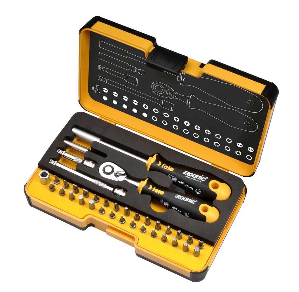 XL-Strongbox "R-GO 36" 1/4" 36-tlg. SL/HEX/PH/PZ/TORX /SQ/SPANNER/BH/MS