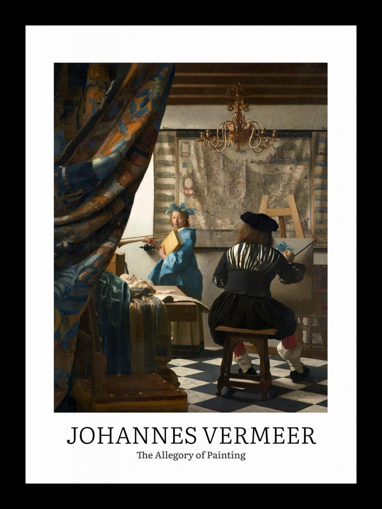 Plakat 13x18cm Design Allegorie der Malerei, Vermeer Vintage für das Wohnzimmer
