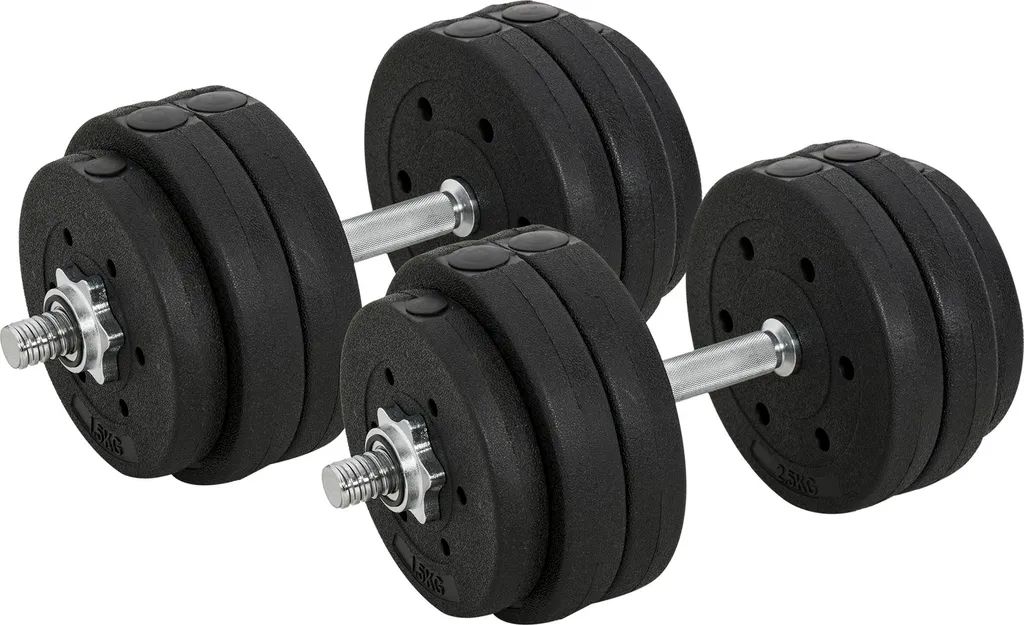 Haltères 30 kg Fortuna Lai avec Revêtement Polyuréthane Anti-Choc Noir