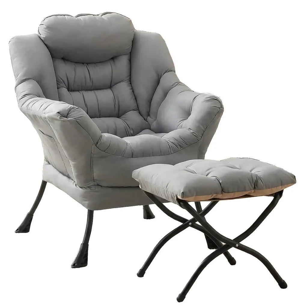Fauteuil scandinave gris clair - Fauteuil rembourré style lounge moderne