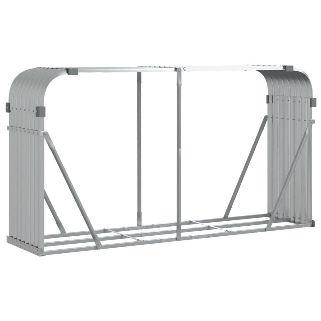 vidaXL Wiata na drewno opałowe srebrna 180x45x100 cm Stal Zdjęcie produktu 