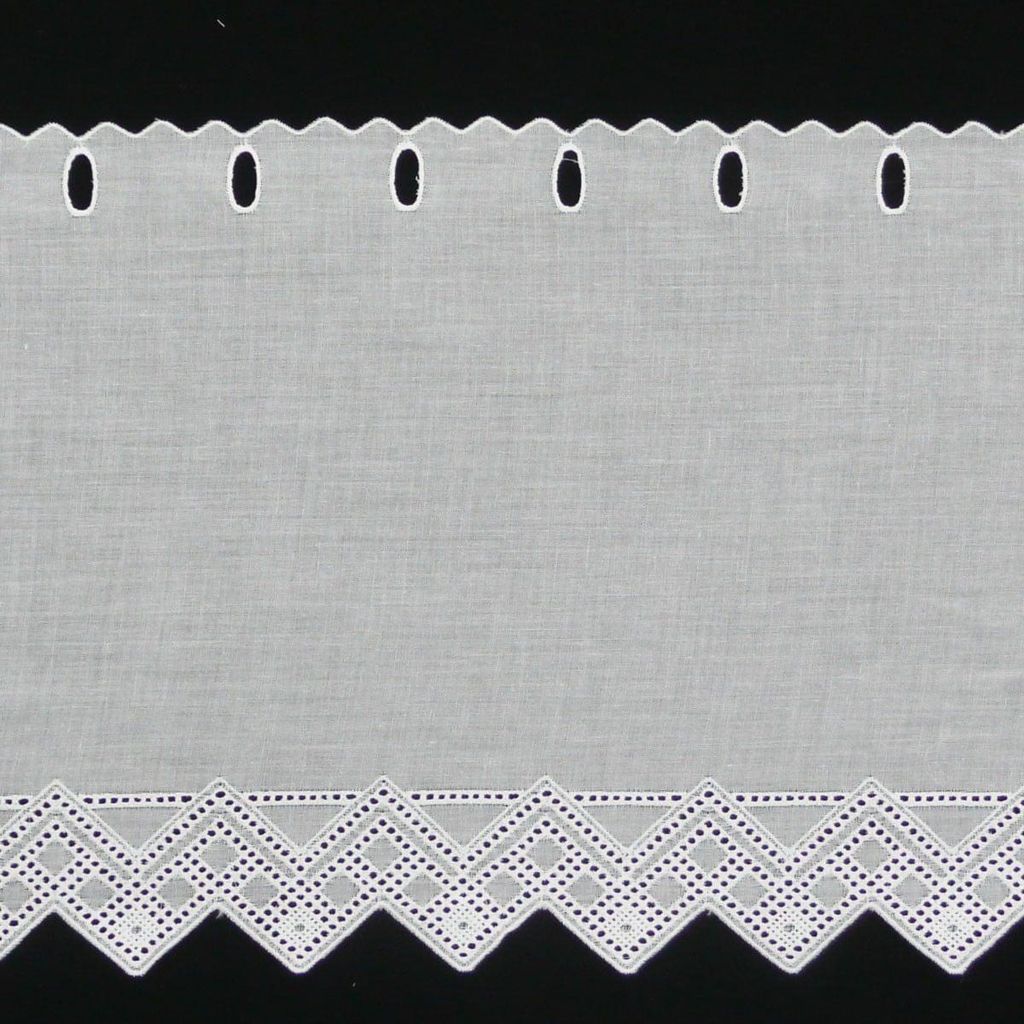 Scheibengardine Meterware Batist weiß mit Stickerei Breite:27cm