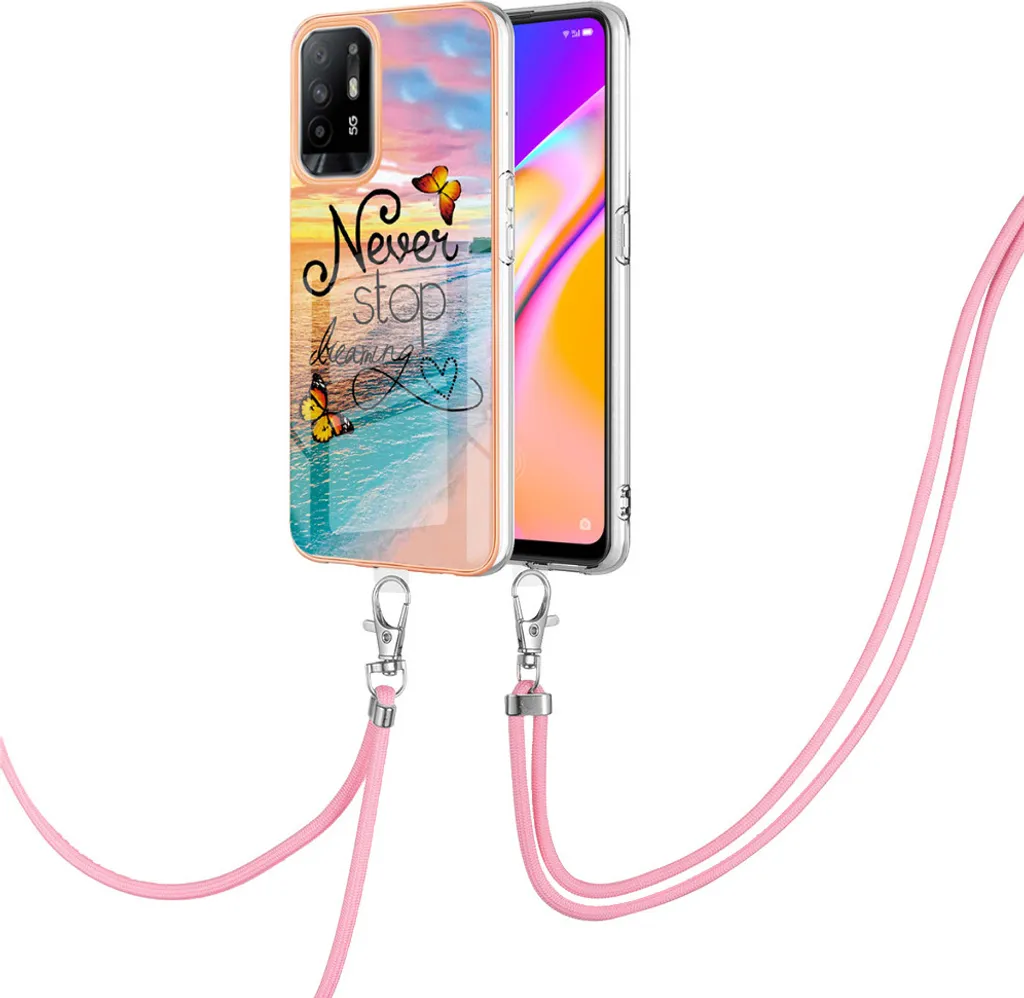 Custodia Fashion Oro per Oppo A94 5G | Cover Tracolla Regolabile